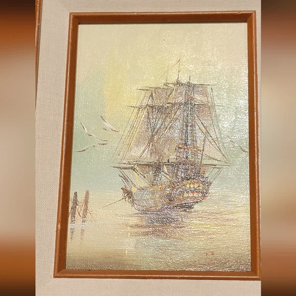 PIRATE SHIP OIL PAINTING